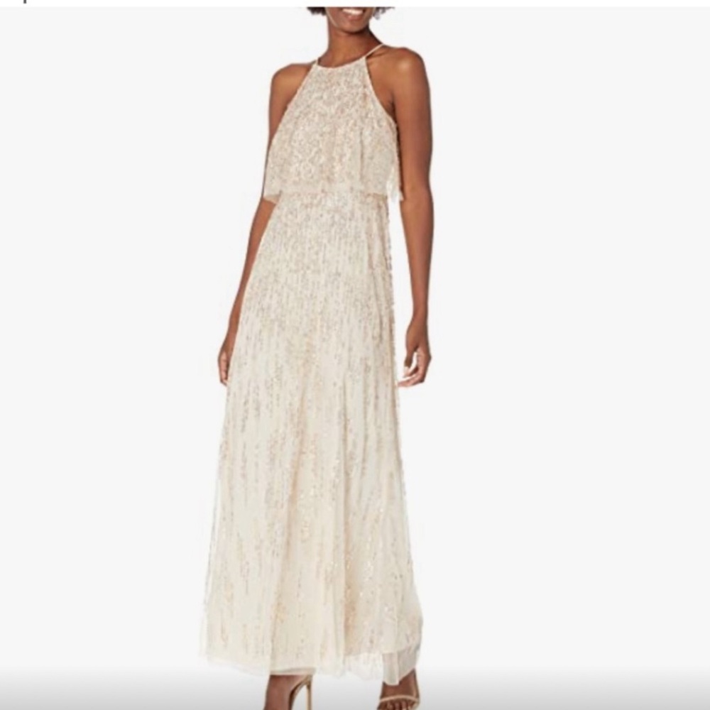 🥂High quality,like new, champagne Adrianna Papell beaded gown. Mother of bride
